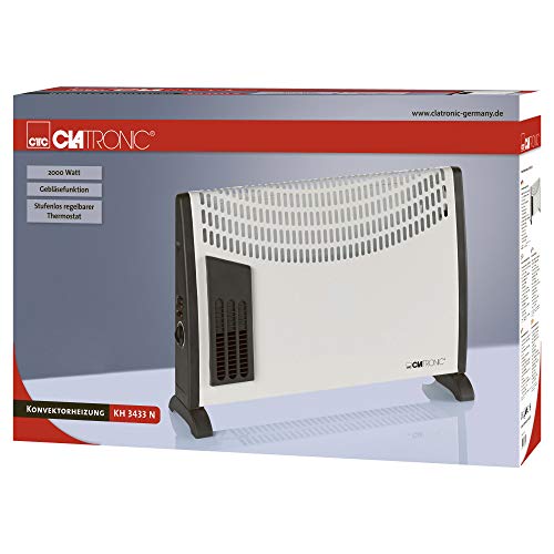 Clatronic KH 3077 - Convector con termostato regulable, 3 niveles de temperatura, con regulador de potencia para un bajo consumo