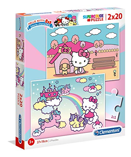 Clementoni- 2 Puzzles 20 Piezas Hello Kitty (24765.3)