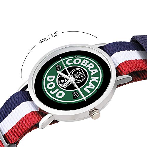 Cobra Kai Dojo - Reloj de pulsera trenzado, diseño de logotipo de café