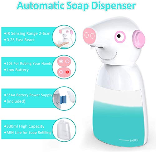 Cocoda Dispensador Jabon Automático, 330ml Dosificador Jabon Sensor Infrarrojo Sin Contacto, Dispensador Jabon con 3 Modos y Resistente al Agua IPX3 Adecuado para Baño, Cocina, Inodoro, Oficina, Hotel