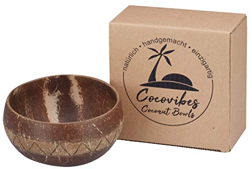 Cocovibes Coconut Smoothie Bowl - Cuenco decorativo hecho a mano, natural, sostenible