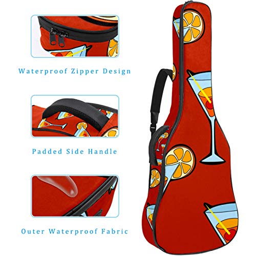 Cóctel de dibujos animados Guitarra Acústica Bolsa de Acolchado Grueso Impermeable Doble Ajustable Correa de Hombro Guitarra Caso Gig Bag