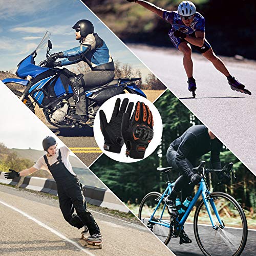 COFIT Guantes de Motos, Guantes de Pantalla Táctil Full Touch para Carreras de Motos, MTB, Escalada, Senderismo y Otros Deportes al Aire Libre - Naranja L