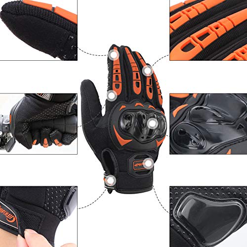 COFIT Guantes de Motos, Guantes de Pantalla Táctil Full Touch para Carreras de Motos, MTB, Escalada, Senderismo y Otros Deportes al Aire Libre - Naranja L