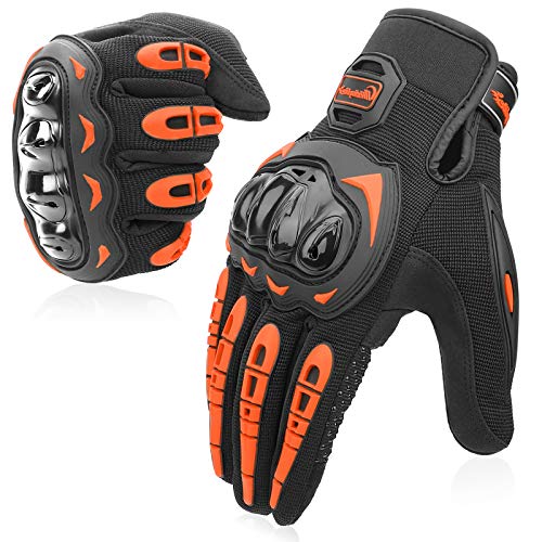 COFIT Guantes de Motos, Guantes de Pantalla Táctil Full Touch para Carreras de Motos, MTB, Escalada, Senderismo y Otros Deportes al Aire Libre - Naranja L