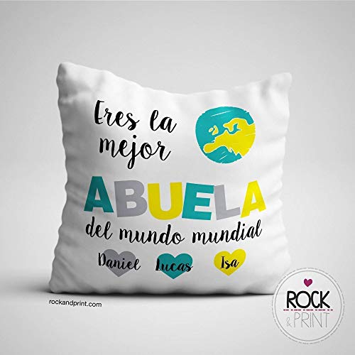 Cojín Abuela personalizado 40x40 cm. Incluye relleno. Elige el color diseño. Día de la Madre, regalo de Reyes Magos. Cumpleaños abuelita. Cojines originales. Aniversario Idea regalo mujer