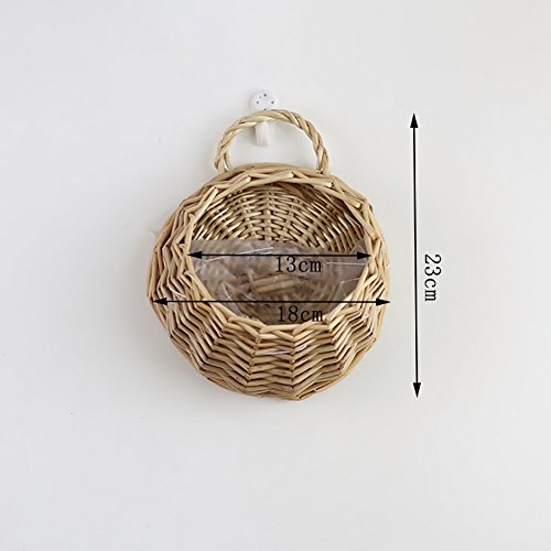 colgando de la cesta de la maceta, cesta colgante de mimbre rattan maceta trenzada maceta decorativa recipiente de la jarra contenedor para plantas de interior al aire libre, conjunto de 2