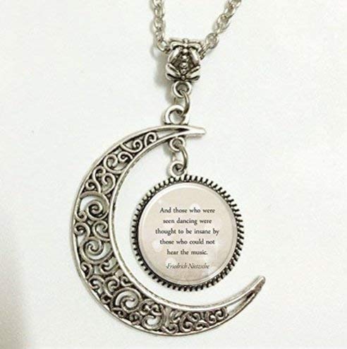 Colgante con cita personalizada, collar con cita personalizada, letras de canciones, joyería de luna, collar de cristal con imagen artística