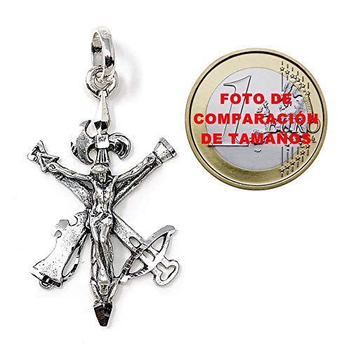 Colgante Plata Ley 925M Cristo De La Legión 44mm. Unisex Liso Ancho 25mm. Maciza