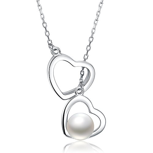 Collar con colgante para mujer, Yeahjoy, de plata de ley S925, con diseño de doble corazón y forma de Y