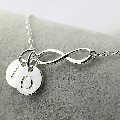 Collier Disque Initial Infini El Collar Modificado para Requisitos Particulares de la Plata Esterlina 925 Puede Grabar 2 Letras o el Número para el Presente