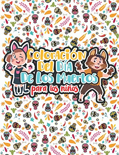 Coloración Del Día De Los Muertos Para los Niños: Cráneo y Huesos Cruzados - Ilustraciones Para Niños Con Aprendizaje