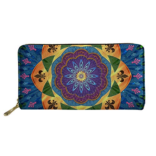 Coloranimal Bolsa de viaje al aire libre bolsa de embrague larga cartera para mujeres señoras monedas bolsa Multicolor Mandala-2 20cm(L)x2.5cm(W)x11cm(H)