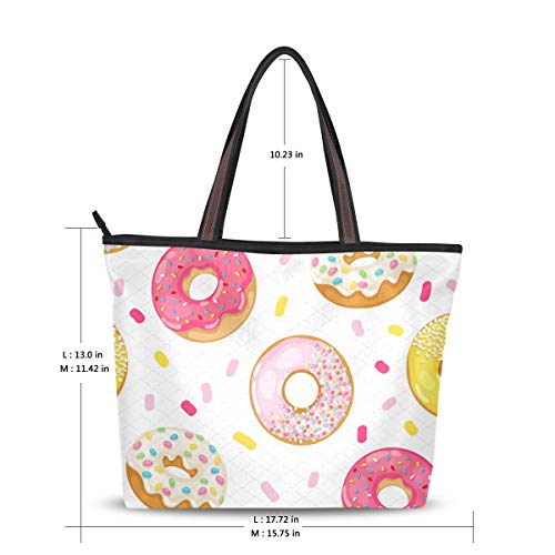 Colorido Donut Navy Tote Bag Bolsos Monedero Compras Peso ligero Correa Bolsos de hombro para mujeres Niñas Damas Estudiante