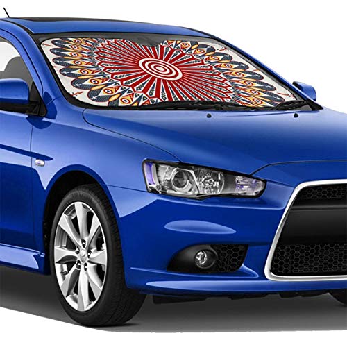 Colorido étnico estampado árabe para ventana delantera del coche, parasol bloquea los rayos UV para mantener tu vehículo fresco para camioneta suv personalizada