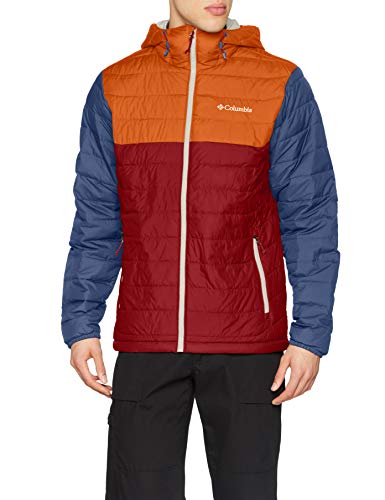 Columbia Powder Lite Hooded Chaqueta De Plumón Con Capucha, Hombre, Rojo (Red Element/Bright Copper), Talla S