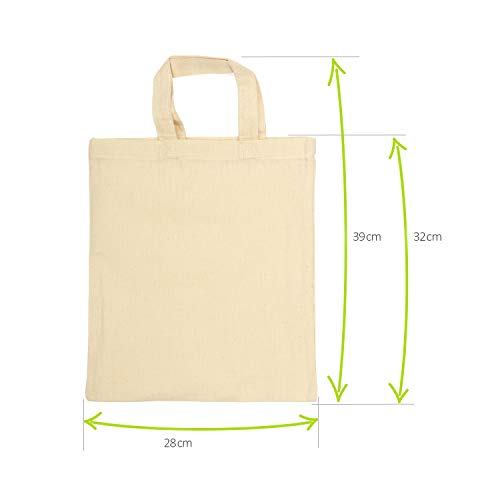 com-four® 12x Bolsa de algodón - Bolsa de Transporte Reutilizable - sin impresión, Ideal para Pintar - Oeko-Tex® Standard 100 (12 Piezas - 28x32cm)