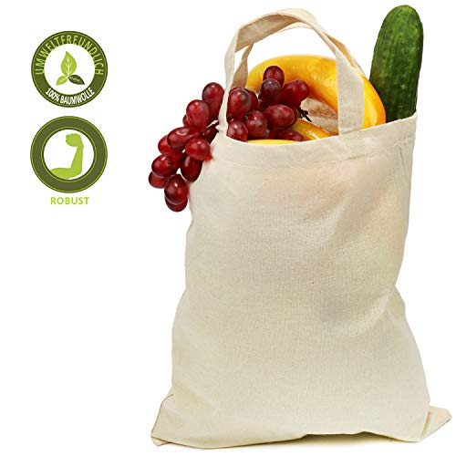 com-four® 12x Bolsa de algodón - Bolsa de Transporte Reutilizable - sin impresión, Ideal para Pintar - Oeko-Tex® Standard 100 (12 Piezas - 28x32cm)