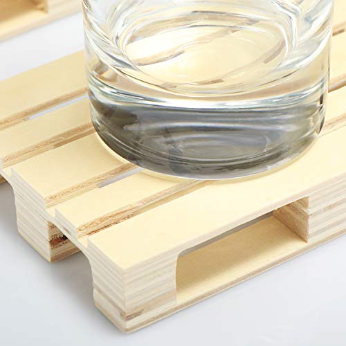 COM-FOUR® 4x Posavasos de madera"Paleta" - Posavasos para vasos con diseño de paleta - Posavasos para bebidas frías y calientes (04 piezas - Palet 12cm)