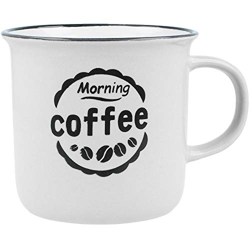 com-four® 4X Vintage Coffee Mug Morning Coffee - Taza de café de cerámica para el hogar y la Oficina - Tazas Vintage para el Desayuno, 380 ml (04 Piezas - café de la mañana)