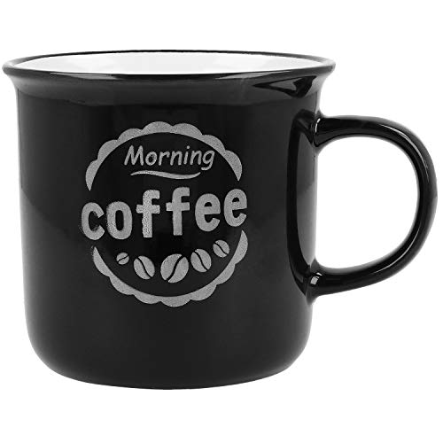 com-four® 4X Vintage Coffee Mug Morning Coffee - Taza de café de cerámica para el hogar y la Oficina - Tazas Vintage para el Desayuno, 380 ml (04 Piezas - café de la mañana)