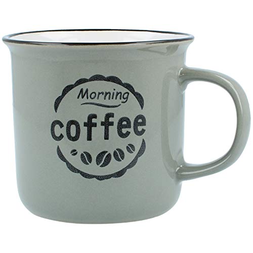 com-four® 4X Vintage Coffee Mug Morning Coffee - Taza de café de cerámica para el hogar y la Oficina - Tazas Vintage para el Desayuno, 380 ml (04 Piezas - café de la mañana)