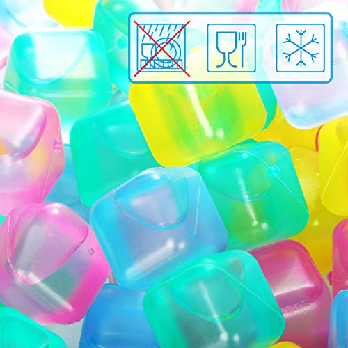 com-four® 72x Cubitos de hielo reutilizables en diferentes colores [la selección varía] - cubitos de hielo para bebidas refrescantes (72 piezas - Dice V2)