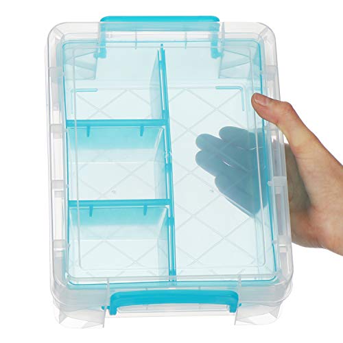 com-four® Caja de plástico con Compartimentos Separados - Caja de organización - Caja de plástico con Tapa - Caja de clasificación - Caja de Almacenamiento (03 Piezas - Caja de Almacenamiento)