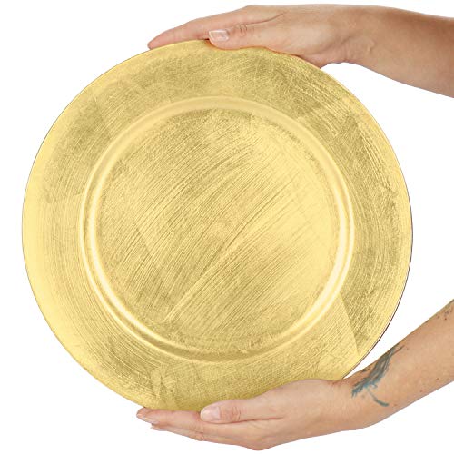 COM-FOUR® Placa inferior 4x en color dorado Shabby Chic - platillo como decoración de mesa - plato decorativo para boda, celebración familiar o Navidad - Ø 33 cm