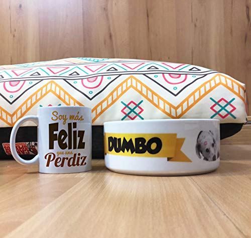 Comedero Parra Perros Personalizado con Foto o Nombre. Cuenco de Ceramica para Mascotas con su Nombre. Mediano.