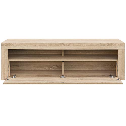 COMIFORT Mueble de TV - Mesa de Salón de Estilo Moderno con Puerta Abatible con Estantes de Gran Almacenaje, Muy Resistente, Fabricada en Europa, Color Roble