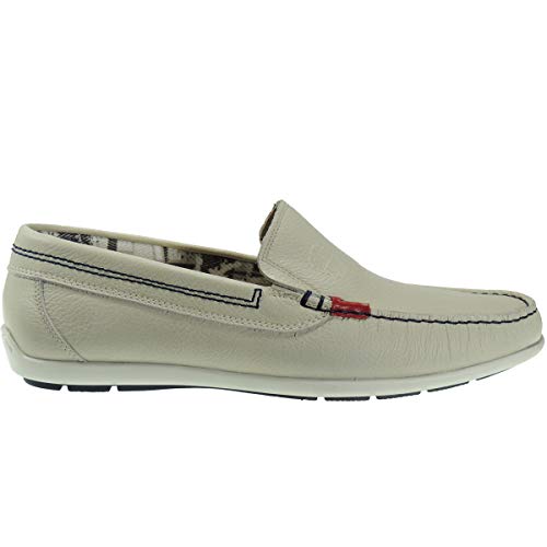 COMODOSPORT 371 Mocasín Pachanga Casual Cosido Piel Bondeada Piso Bicolor Hombre Porcelana Talla 43