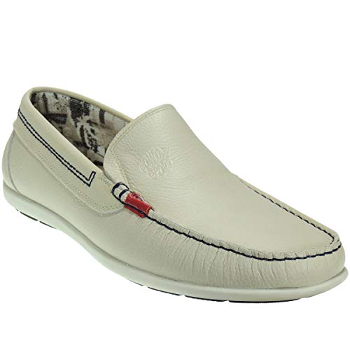 COMODOSPORT 371 Mocasín Pachanga Casual Cosido Piel Bondeada Piso Bicolor Hombre Porcelana Talla 43