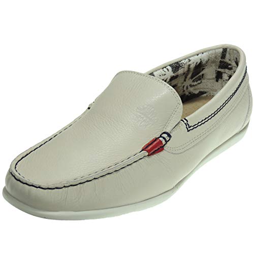 COMODOSPORT 371 Mocasín Pachanga Casual Cosido Piel Bondeada Piso Bicolor Hombre Porcelana Talla 43