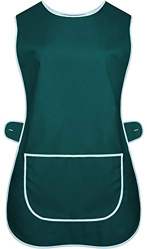 COMPY Tabardo para Mujer, para Mujer, para Limpieza de Cocina, Ropa de Chef, Delantal Tabardo para Catering, con Bolsillo, Cierre de botón Lateral, Talla Grande, S-3XL, Negro, WMS/Small/UK 8-10