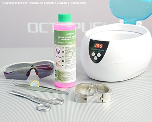 concentrado limpiador 250ml Octopus ultrasónico para baño de ultrasonidos con brillo extra y amplificador transparente, como limpiador de lentes, limpiador de la joyería para la óptica y mecánica con poder grasa eliminación