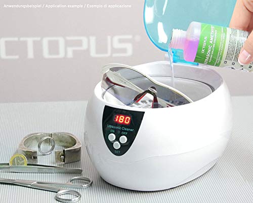 concentrado limpiador 250ml Octopus ultrasónico para baño de ultrasonidos con brillo extra y amplificador transparente, como limpiador de lentes, limpiador de la joyería para la óptica y mecánica con poder grasa eliminación