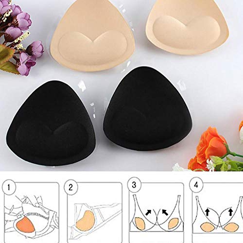 Coner Almohadilla para el Pecho de Esponja Gruesa Sujetadores Bikinis Push Up Boob Enhancer Ropa Interior extraíble Triangular Esponja Almohadilla para el Pecho Insertos, Beige