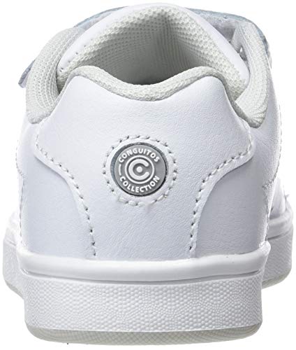 Conguitos Deportivo Colegial Lavable Puntera Reforzada, Zapatillas sin Cordones Unisex niño, Blanco (Blanco 1), 35 EU