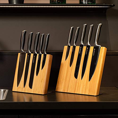 Coninx Quin Bloque Magnético de Cuchillos - Taco de Madera Bambú - 23 x 22 x 12 cm – Imán de neodimio muy fuerte – Ustensilios de Cocina - Satisfacción Garantizada