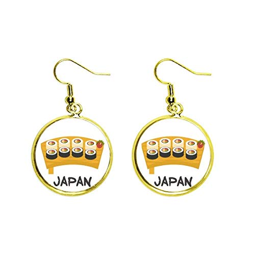 Conjunto de sushi japonés tradicional oído cuelgan oro gota pendiente joyería mujer