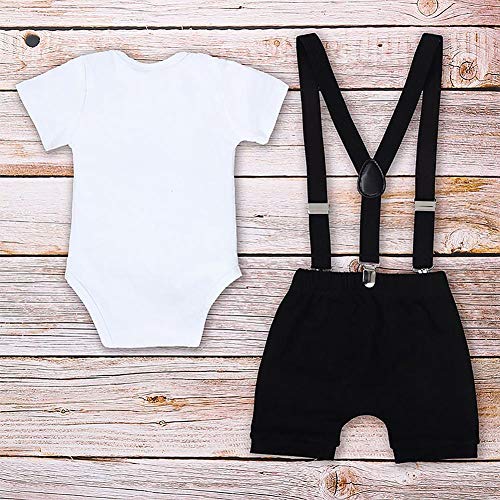 Conjunto de traje formal para recién nacido para niños y bebés de 1er cumpleaños, para tarta, traje de primera, mono, corbatín, moño, moño, bailarinas, etc. Negro Negro (mr One Derful) 18 meses