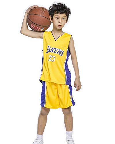 Conjunto De Uniforme De Baloncesto Para Fanáticos De Jersey Para Niños Mallas Bordadas NBA Lakers 23 Shorts De Jersey De Baloncesto James Chicago Bulls,Yellow-M