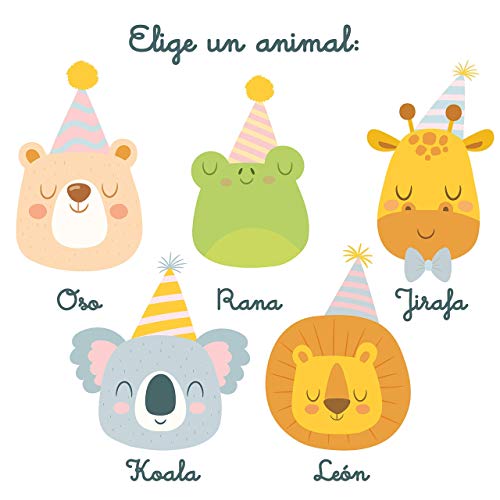Conjunto regalo cumpleaños Cake Topper + Body o camiseta personalizado con el nombre decoración fiesta animales para Bebes Unisex Niños Niñas primer cumpleaños velas