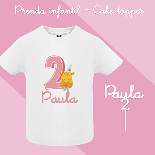 Conjunto regalo cumpleaños Cake Topper + Body o camiseta personalizado con el nombre decoración fiesta animales para Bebes Unisex Niños Niñas primer cumpleaños velas