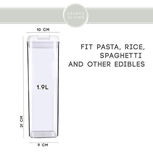 Contenedor de almacenamiento de espaguetis alto de George Olivier™ - Almacenamiento hermético de alimentos - Bote para pasta y cereales con tapa
