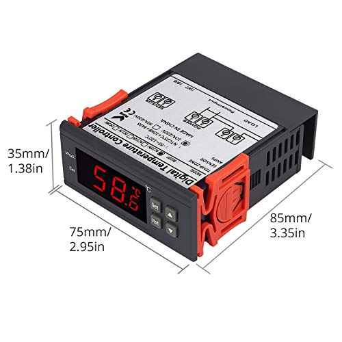 Control de Temperatura Digital Termostato Programable 220V Refrigeración Calefacción con Sonda de Sensor de Temperatura 2M Función Alarma para Acuario Marisco Refrigerador Laboratori