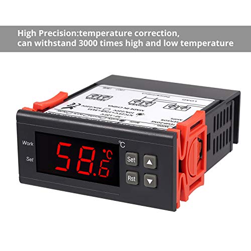 Control de Temperatura Digital Termostato Programable 220V Refrigeración Calefacción con Sonda de Sensor de Temperatura 2M Función Alarma para Acuario Marisco Refrigerador Laboratori