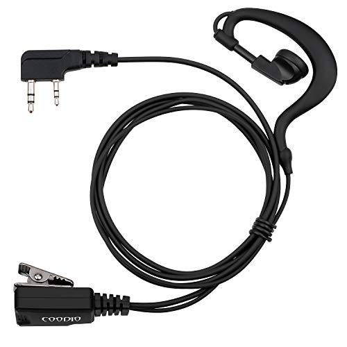 COODIO Kenwood Radio Auriculares 2 Pin Forma G Micro-Auricular Micrófono Policía Microfono Seguridad y Bodyguard para Kenwood Baofeng Wouxun Transceptor