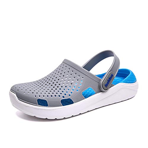 Coooi Chancletas Hombre Zapatillas De Verano Hombres Chanclas De Playa Sandalias De Gelatina Eva Integradas Amante Aqua Zapatos De Agua Agujeros Zapatos De Jardín Zuecos Slides Gray Blue 40